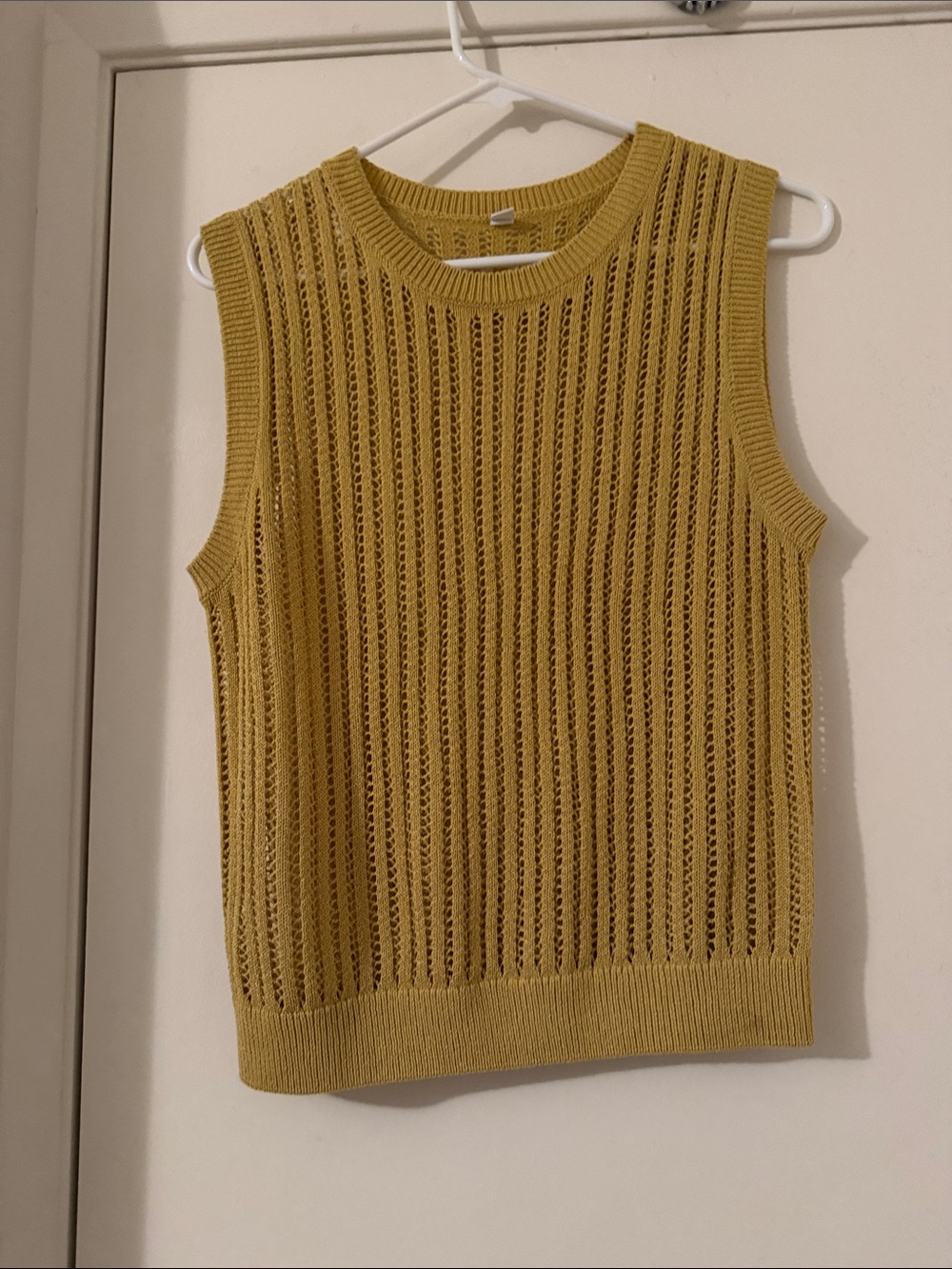 Uniqlo Open-Knit Sleeveless Tank in Mustard Yellow
